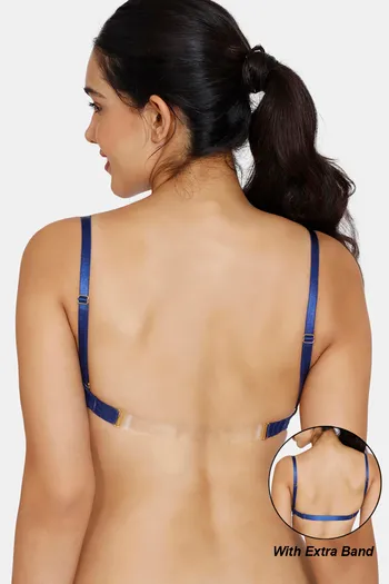 Buy Zivame Beautiful Basics Padded Non Wired 3/4th Coverage Backless Bra - Blue Depth